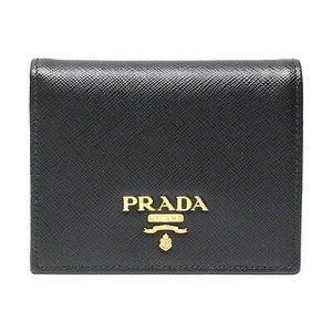 Prada Saffiano Multic Bifold Wallet Nero Black Ibisco Leather black pink